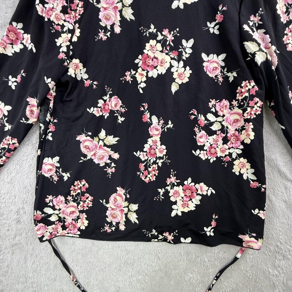 Tomorrow's Mother Top Womens Large Black Floral Maternity Nursing Wrap Blouse - Picture 5 of 14